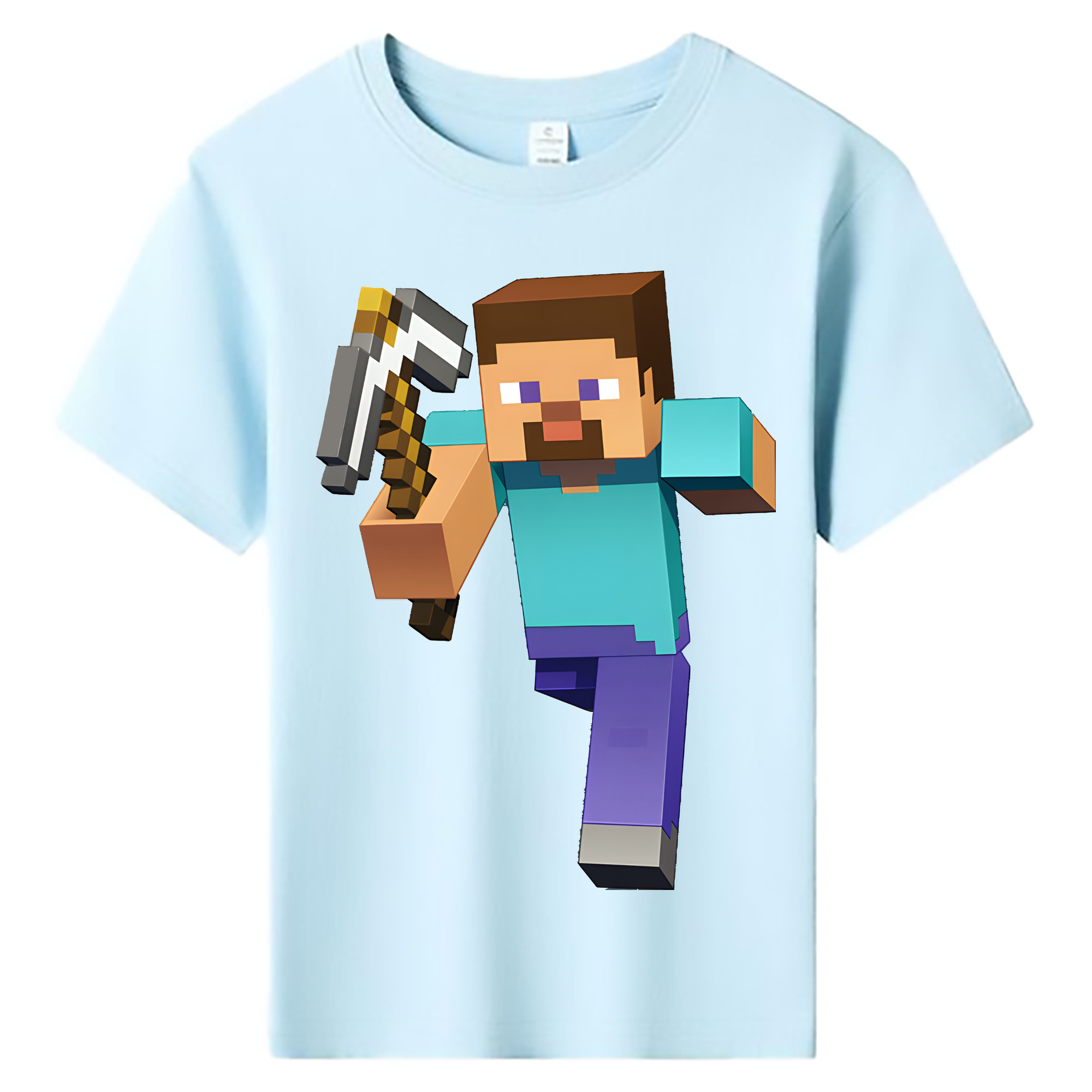 （画像用） マインクラフト ブロックの世界 Minecraft MC Block world 綿100％キッズTシャツ（フロントプリント）